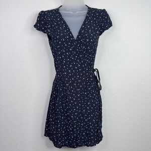 Brandy Melville Wrap Dress Womens 2 Blue Floral‎ Summer Italy Romantic Coquette